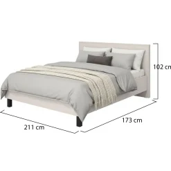 Letto Matrimoniale Beige Dimensione Materasso 160x200 cm Testiera Dettaglio Geometrico, Peso Supportato 200 kg - Coazze