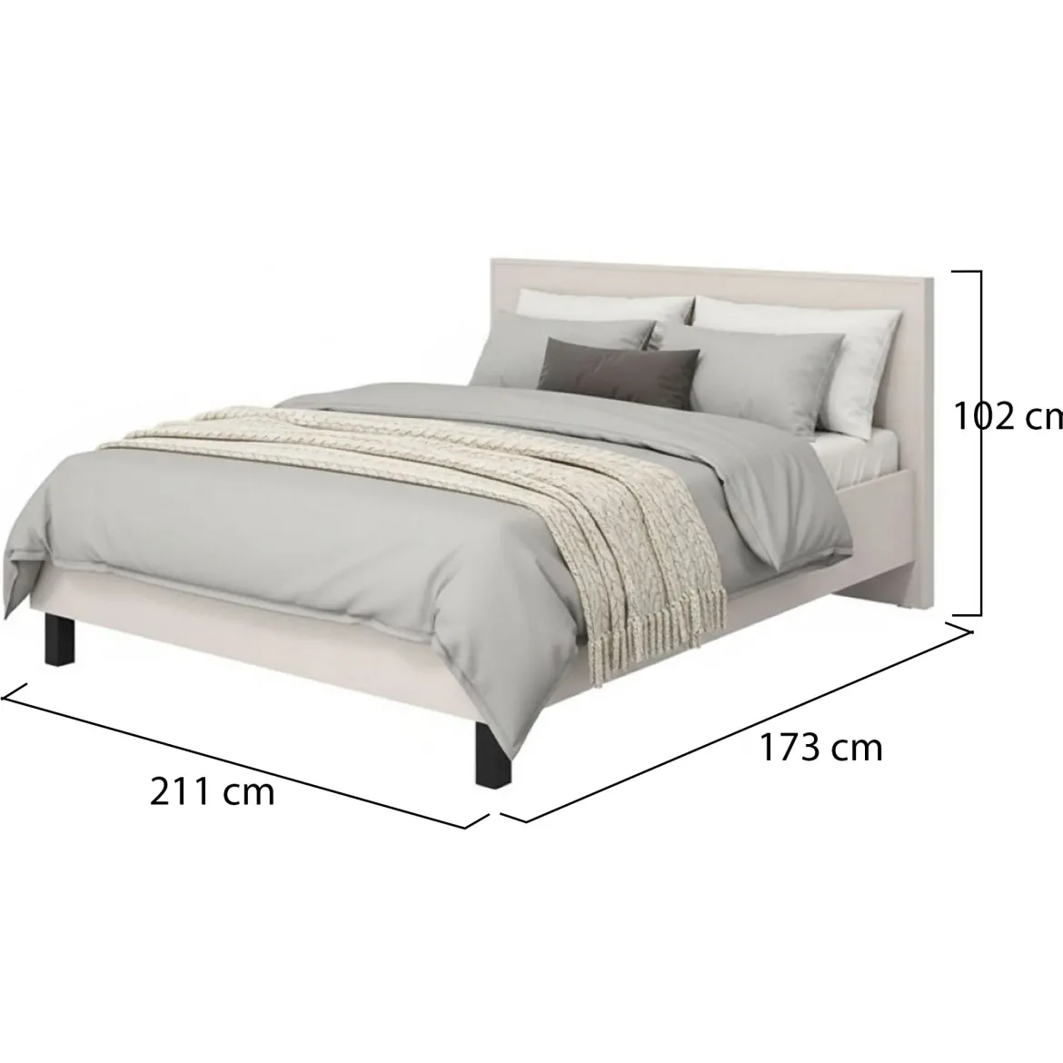 Letto Matrimoniale Beige Dimensione Materasso 160x200 cm Testiera Dettaglio Geometrico, Peso Supportato 200 kg - Coazze