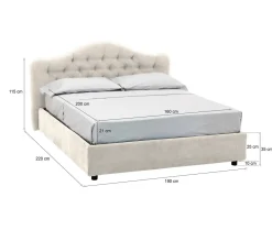 Letto Matrimoniale Beige Materasso Incluso Sfoderabile, Contenitore Made in Italy - Alfer