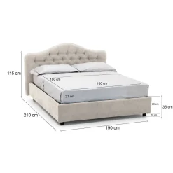Letto Matrimoniale Beige Materasso Incluso Sfoderabile, Contenitore Made in Italy - Annus