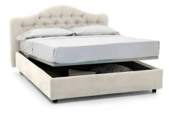 Letto Matrimoniale Beige Materasso Incluso Sfoderabile, Contenitore Made in Italy - Annus