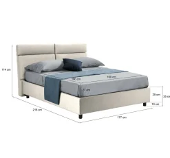 Letto Matrimoniale Beige Materasso Incluso Sfoderabile, Contenitore Made in Italy - Asica