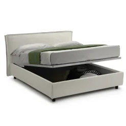 Letto Matrimoniale Beige Materasso Incluso Sfoderabile, Contenitore Made in Italy - Bruzolo