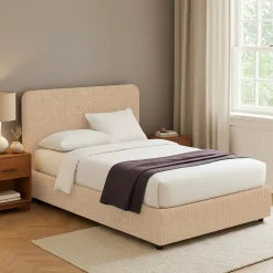 Letto Matrimoniale Beige Sfoderabile Contenitore, Dimensione Materasso 160x190 cm - Issime