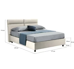 Letto Matrimoniale Beige Sfoderabile Contenitore, Dimensione Materasso 160x190 cm Made in Italy - Arex