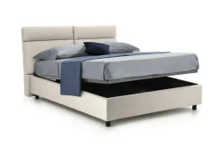 Letto Matrimoniale Beige Sfoderabile Contenitore, Dimensione Materasso 160x190 cm Made in Italy - Arex