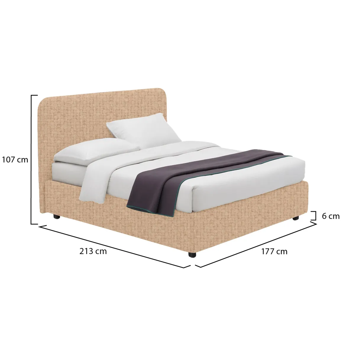 Letto Matrimoniale Beige Sfoderabile Contenitore, Dimensione Materasso 160x200 cm - Argentina