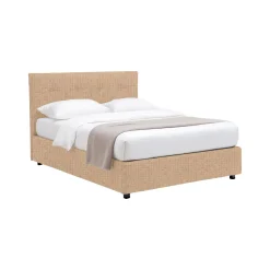 Letto Matrimoniale Beige Sfoderabile Contenitore, Dimensione Materasso 160x200 cm - Melilli