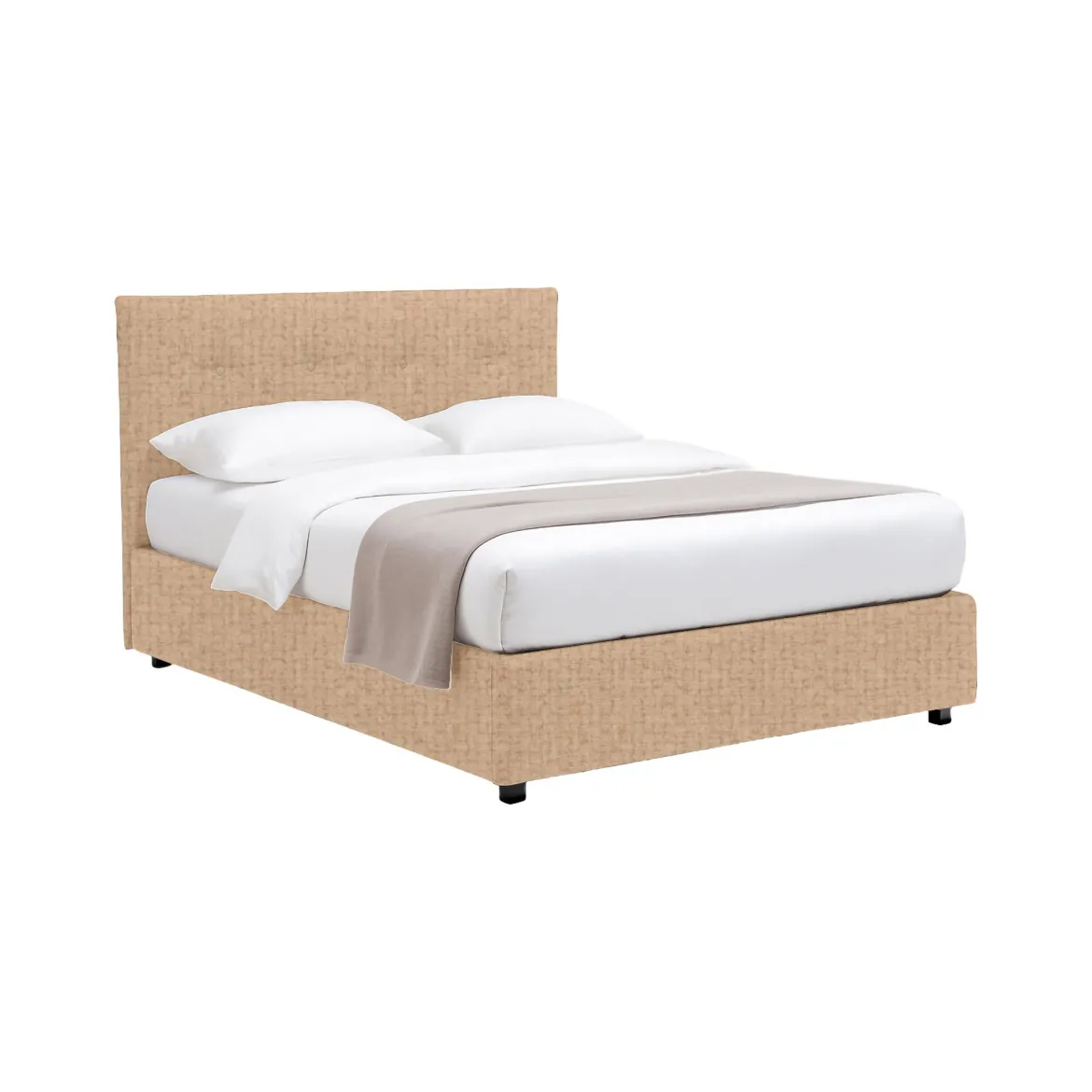 Letto Matrimoniale Beige Sfoderabile Contenitore, Dimensione Materasso 160x200 cm - Orgiano