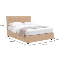 Letto Matrimoniale Beige Sfoderabile Contenitore, Dimensione Materasso 160x200 cm - Orgiano