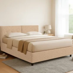 Letto Matrimoniale Beige Sfoderabile Contenitore, Dimensione Materasso 160x200 cm - Rozzone