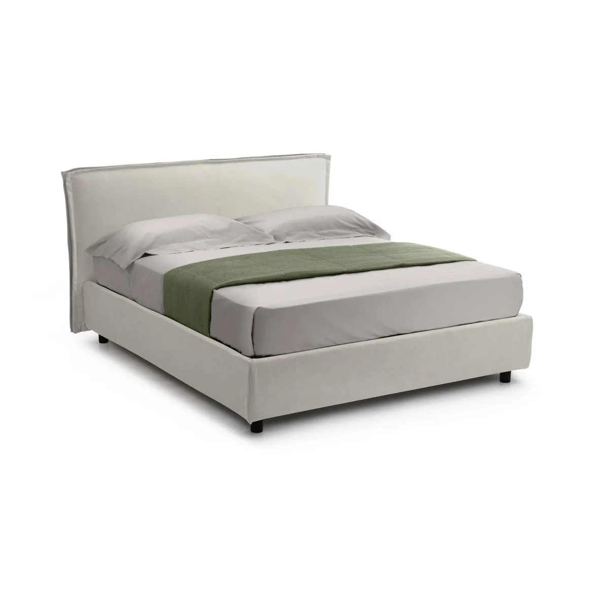 Letto Matrimoniale Beige Sfoderabile Contenitore, Dimensione Materasso 160x200 cm Made in Italy - Bubbio