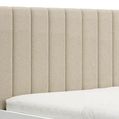 Letto Matrimoniale Bianco Beige Dimensione Materasso 160x200 cm Testiera Imbottita, Imbottito - Byron