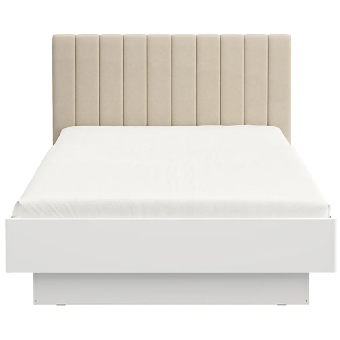 Letto Matrimoniale Bianco Beige Dimensione Materasso 160x200 cm Testiera Imbottita, Imbottito - Byron
