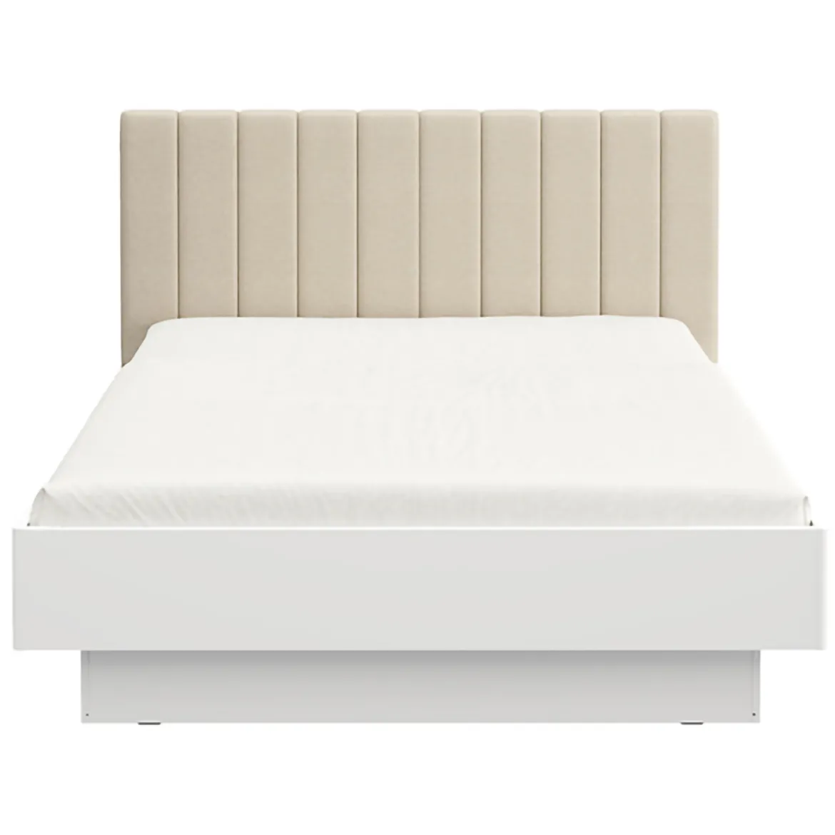 Letto Matrimoniale Bianco Beige Dimensione Materasso 180x200 cm Testiera Imbottita, Imbottito - Byron