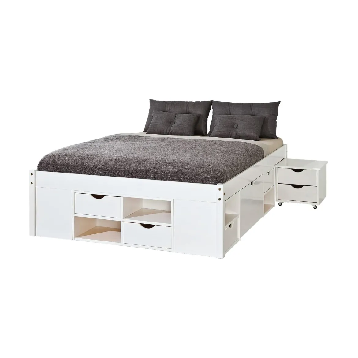 Letto Matrimoniale Bianco Contenitore Dimensione Materasso 140x200 cm, Rete Inclusa - Ravanusa