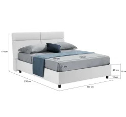 Letto Matrimoniale Bianco Materasso Incluso Sfoderabile, Contenitore Made in Italy - Bedero