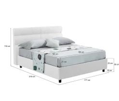 Letto Matrimoniale Bianco Materasso Incluso Sfoderabile, Contenitore Made in Italy - Briatico