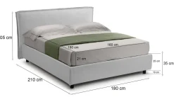 Letto Matrimoniale Bianco Materasso Incluso Sfoderabile, Contenitore Made in Italy - Bruzolo