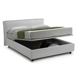 Letto Matrimoniale Bianco Materasso Incluso Sfoderabile, Contenitore Made in Italy - Bruzolo