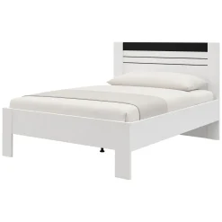 Letto Matrimoniale Bianco Nero Dimensione Materasso 160x200 cm Testata Dettaglio Rigato, Peso Supportato 200 kg - Kabale