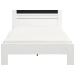 Letto Matrimoniale Bianco Nero Dimensione Materasso 160x200 cm Testata Dettaglio Rigato, Peso Supportato 200 kg - Kabale