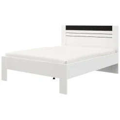 Letto Matrimoniale Bianco Nero Dimensione Materasso 160x200 cm Testata Dettaglio Rigato, Peso Supportato 200 kg - Kabale