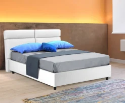Letto Matrimoniale Bianco Sfoderabile Contenitore, Dimensione Materasso 160x190 cm Made in Italy - Alcatron