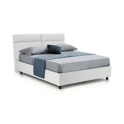 Letto Matrimoniale Bianco Sfoderabile Contenitore, Dimensione Materasso 160x190 cm Made in Italy - Alcatron