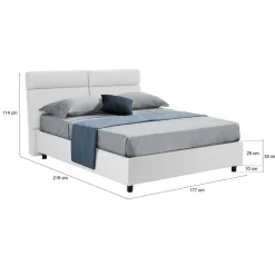 Letto Matrimoniale Bianco Sfoderabile Contenitore, Dimensione Materasso 160x190 cm Made in Italy - Alcatron