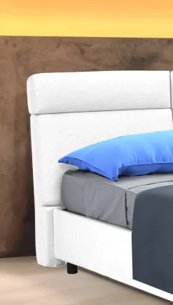Letto Matrimoniale Bianco Sfoderabile Contenitore, Dimensione Materasso 160x190 cm Made in Italy - Alcatron