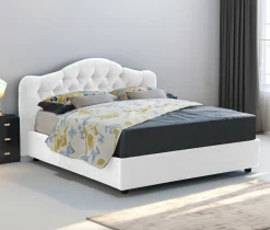 Letto Matrimoniale Bianco Sfoderabile Contenitore, Dimensione Materasso 160x200 cm Made in Italy - Aly