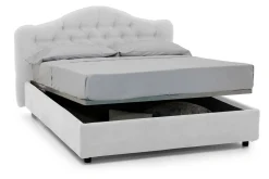 Letto Matrimoniale Bianco Sfoderabile Contenitore, Dimensione Materasso 160x200 cm Made in Italy - Aly