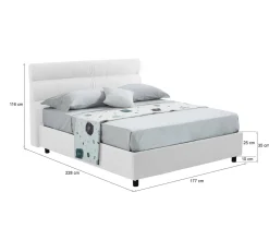 Letto Matrimoniale Bianco Sfoderabile Contenitore, Dimensione Materasso 160x200 cm Made in Italy - Bubbio