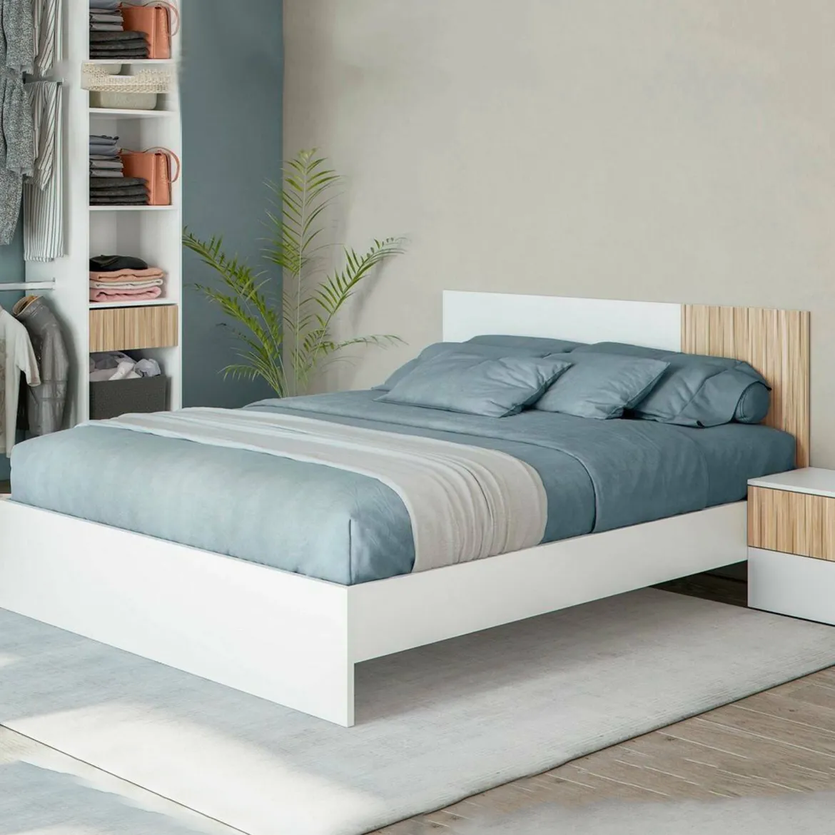 Letto matrimoniale bianco 196x166cm - Adia