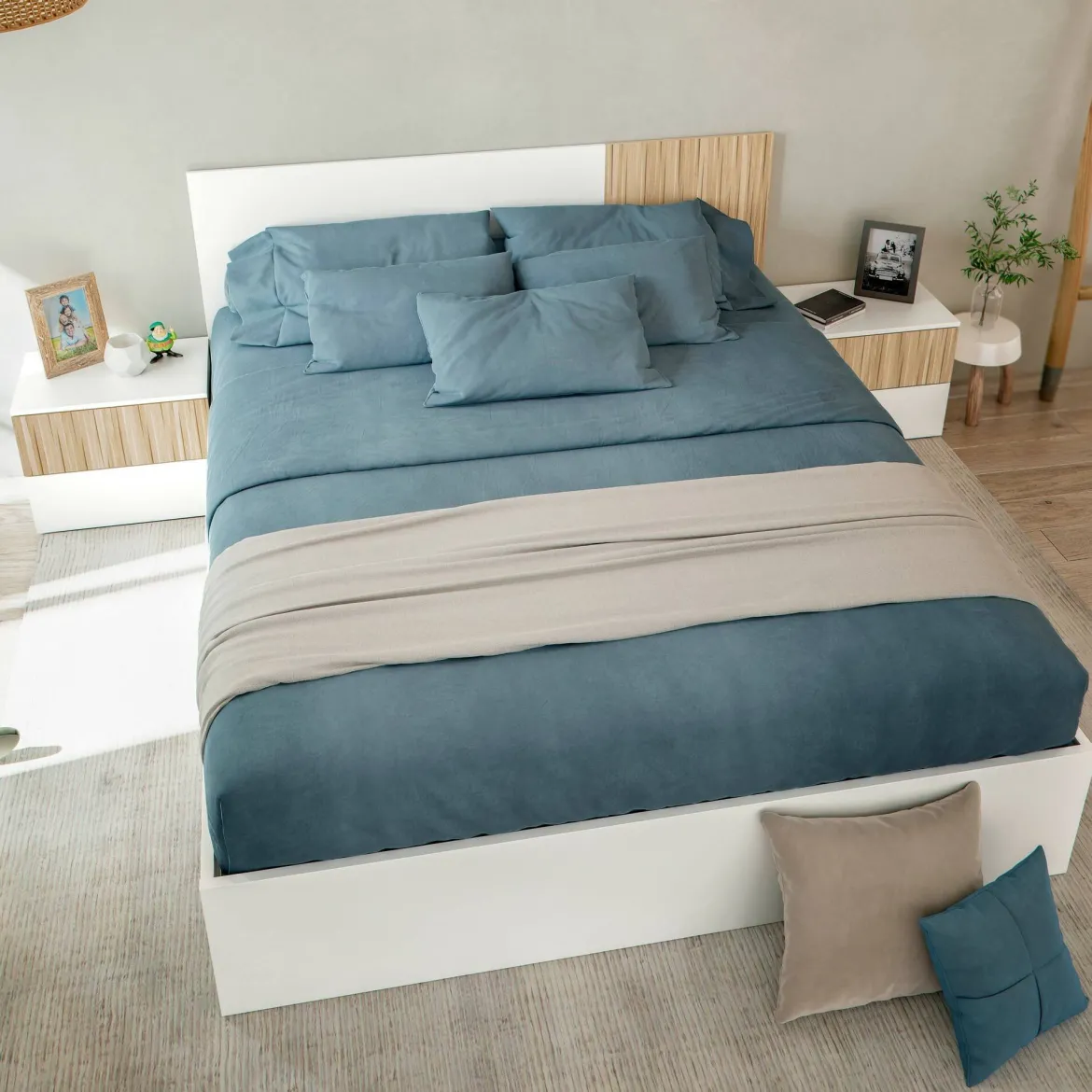 Letto matrimoniale bianco 196x166cm - Adia
