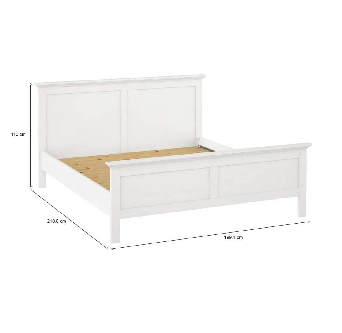 Letto matrimoniale bianco 199x210cm rete inclusa - Abies