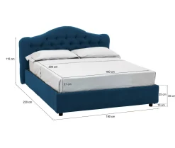 Letto Matrimoniale blu Materasso Incluso Sfoderabile, Contenitore Made in Italy - Allik