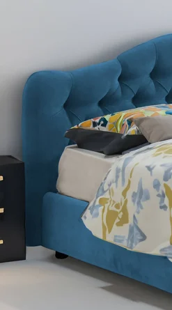 Letto Matrimoniale blu Materasso Incluso Sfoderabile, Contenitore Made in Italy - Allik