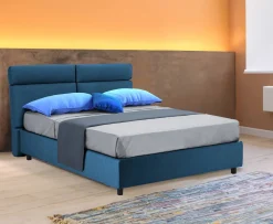 Letto Matrimoniale blu Materasso Incluso Sfoderabile, Contenitore Made in Italy - Annus