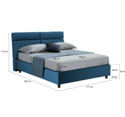Letto Matrimoniale blu Materasso Incluso Sfoderabile, Contenitore Made in Italy - Annus