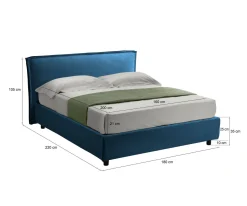 Letto Matrimoniale blu Materasso Incluso Sfoderabile, Contenitore Made in Italy - Bruzolo