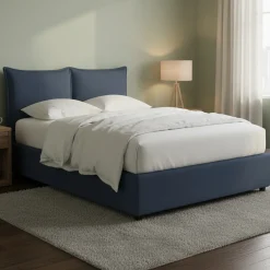 Letto Matrimoniale blu Sfoderabile Contenitore, Dimensione Materasso 160x190 cm - Colere