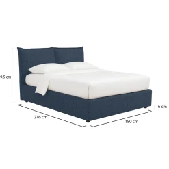 Letto Matrimoniale blu Sfoderabile Contenitore, Dimensione Materasso 160x190 cm - Colere