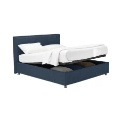 Letto Matrimoniale blu Sfoderabile Contenitore, Dimensione Materasso 160x190 cm - Issime
