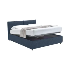 Letto Matrimoniale blu Sfoderabile Contenitore, Dimensione Materasso 160x190 cm - Levice
