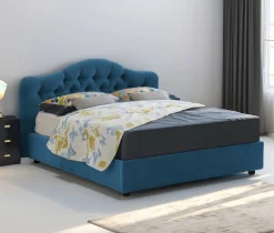 Letto Matrimoniale blu Sfoderabile Contenitore, Dimensione Materasso 160x190 cm Made in Italy - Arex