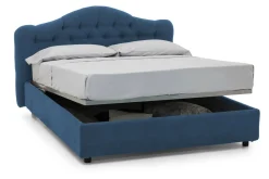 Letto Matrimoniale blu Sfoderabile Contenitore, Dimensione Materasso 160x190 cm Made in Italy - Arex