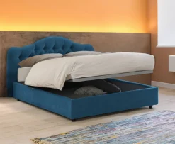 Letto Matrimoniale blu Sfoderabile Contenitore, Dimensione Materasso 160x190 cm Made in Italy - Arex