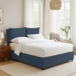 Letto Matrimoniale blu Sfoderabile Contenitore, Dimensione Materasso 160x200 cm - Frinco